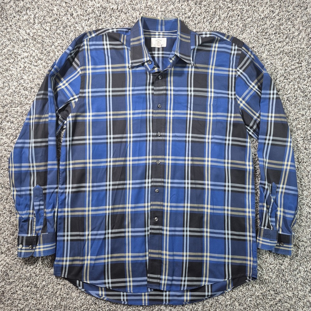 Cutter & Buck‎ Men's Plaid Dress Shirt Long Sleeve Men's Size Large Blue Black